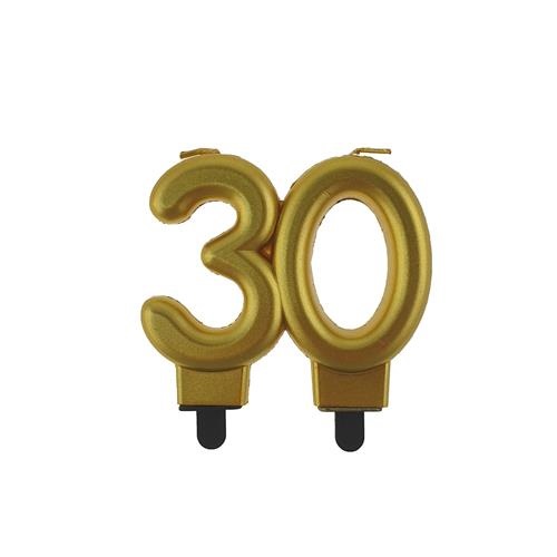 Dortová svíčka 30 zlatá metalická