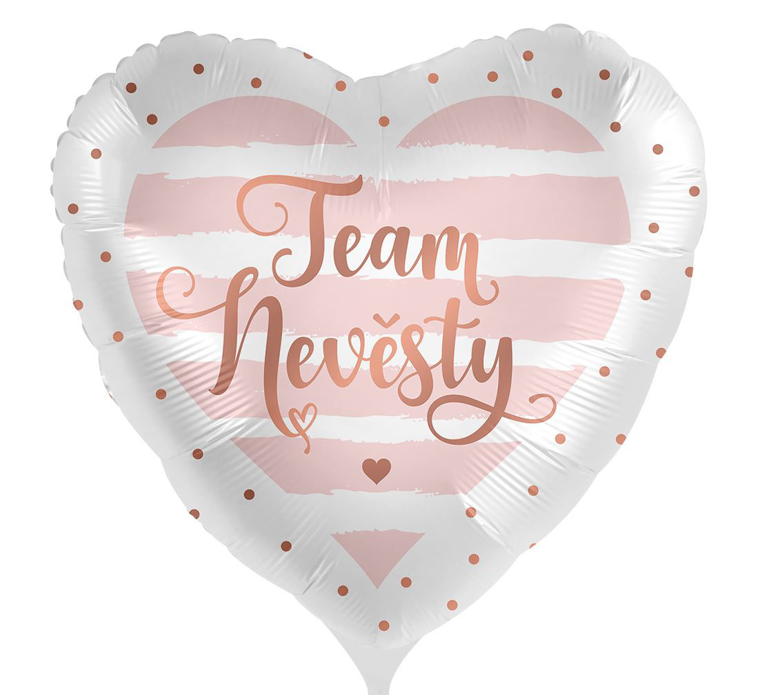 Foliový balónek srdce Team nevěsty Rosegold - 43 cm