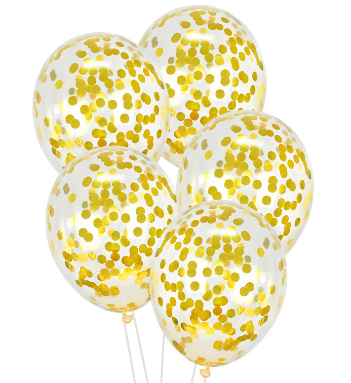 Latexové balonky s zlatými konfetami 30 cm - 5ks