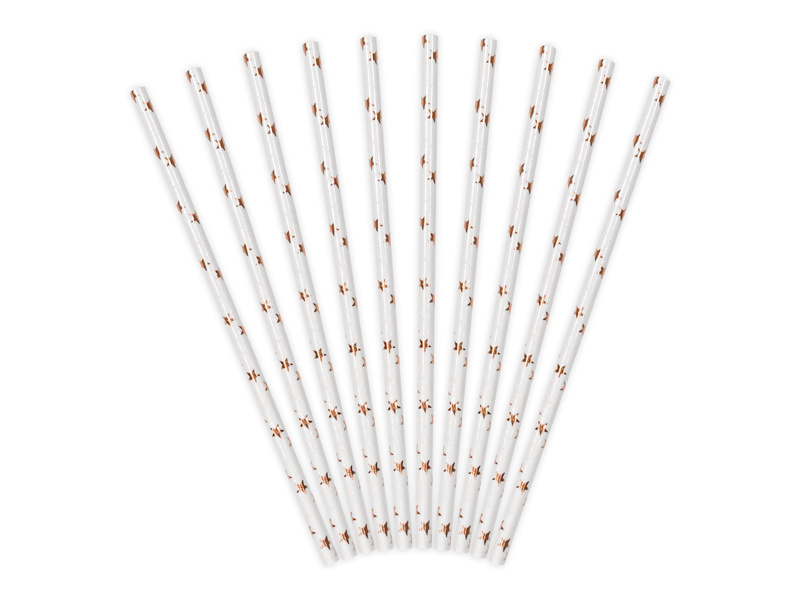 Brčka Rosegold s hvězdičkami - 10 ks