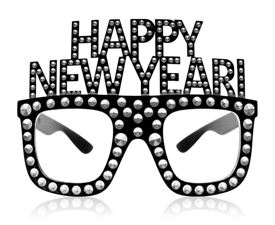 Party brýle Happy New Year - černé 