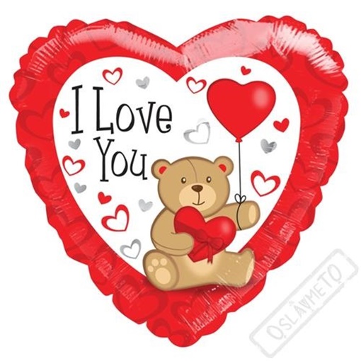 Srdce I love you s medvědem 46 cm