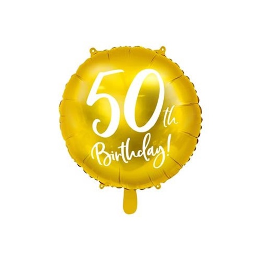 Foliový balonek zlatý 50th birthday 45 cm