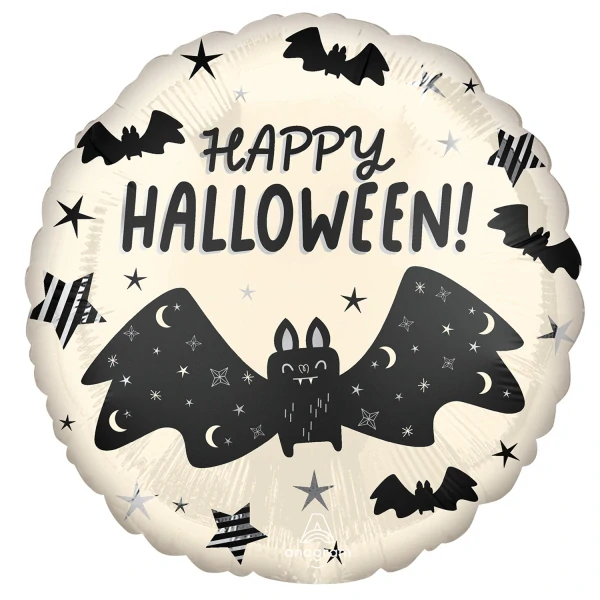 Foliový balonek Happy Halloween netopýr satin- 43 cm