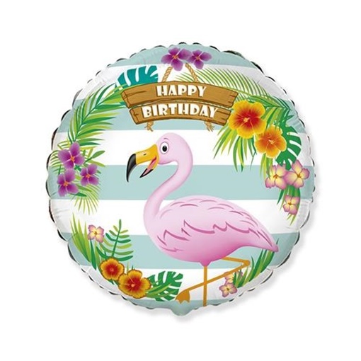 Foliový balonek Plameňák Happy Birthday - 46 cm