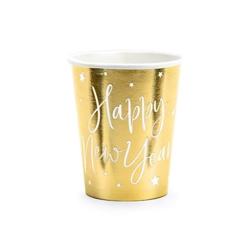Kelímek Zlatý Happy New Year 6 ks