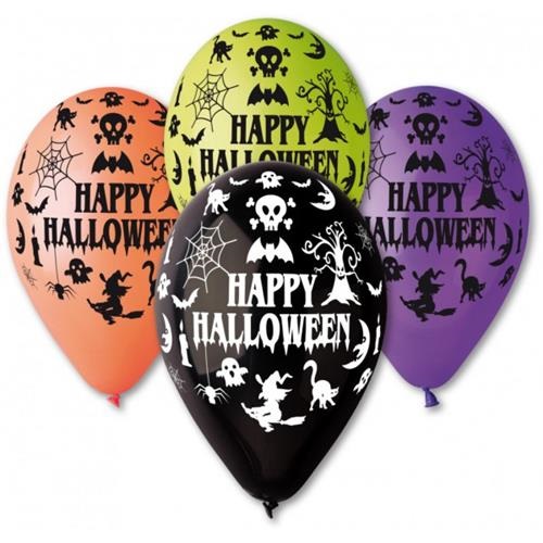 Balonky potisk Happy Halloween 30 cm - mix barev