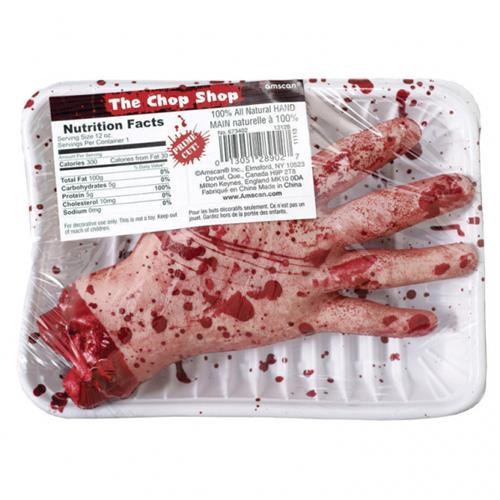 Halloweenská dekorace - Krvavá ruka zabalená