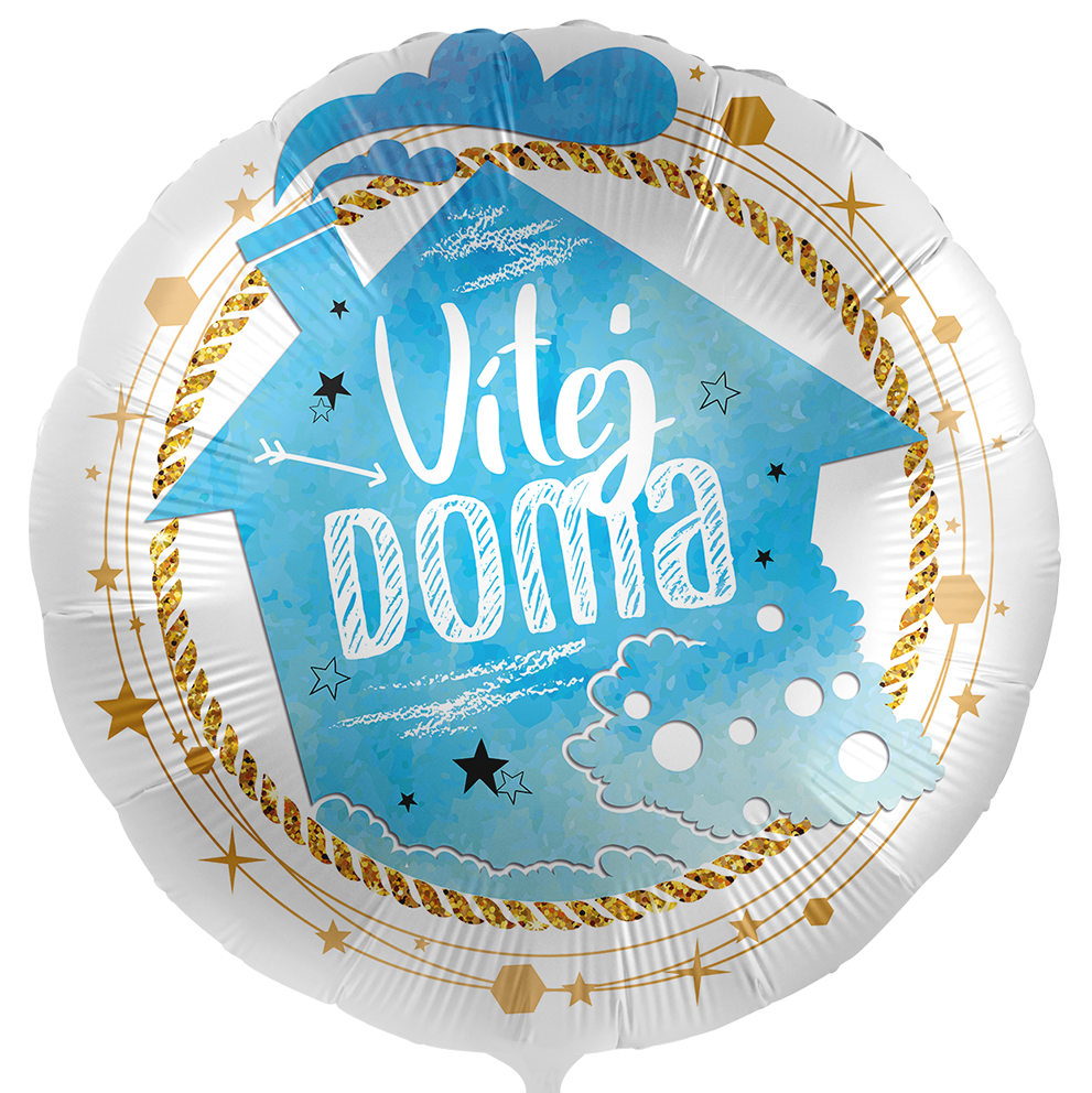 Foliový balonek Vítej doma - modrý 43 cm