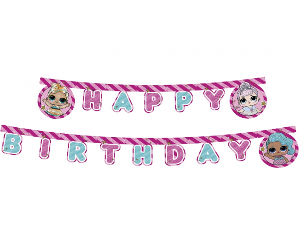 Nápis Happy Birthday LOL Surprise Glitter -  210 cm