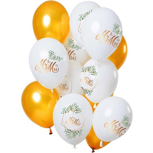 Latexové balonky Mr and Mrs 30 cm - 12 ks