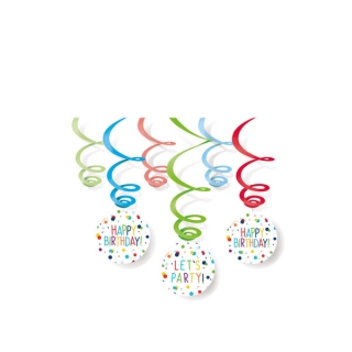 Spirály Rainbow Confetti s číslem 18 - 80 cm - 6 ks 